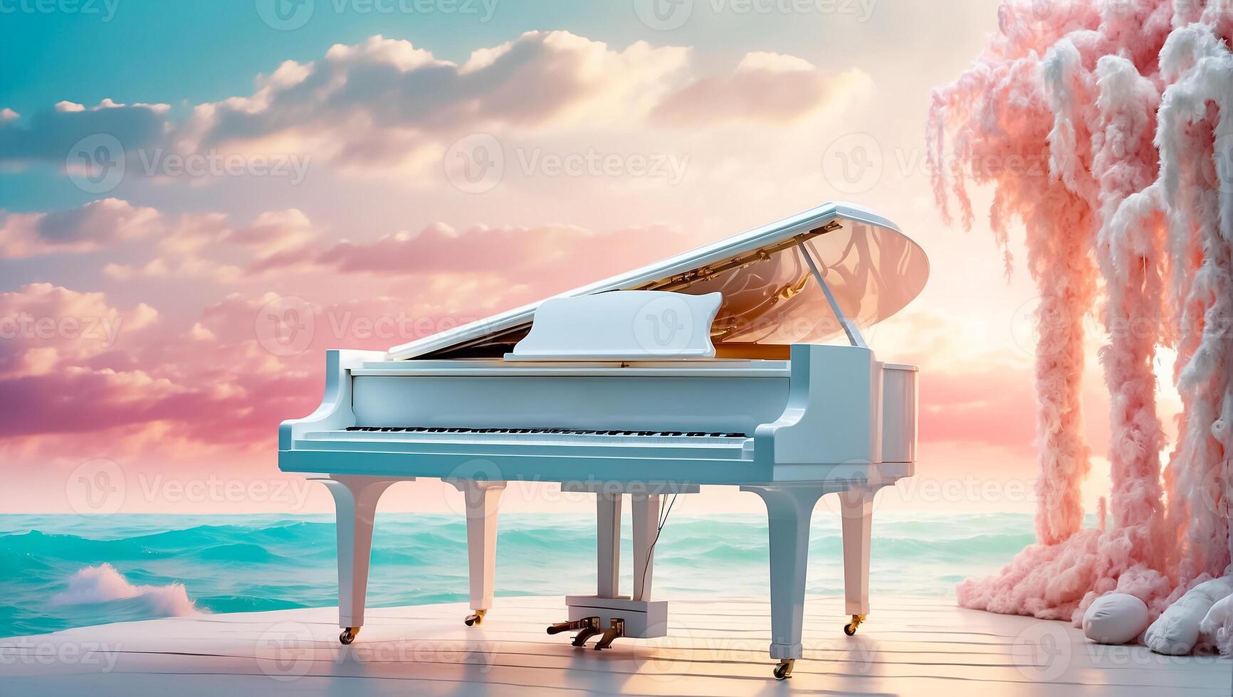 ai generado hermosa piano en el mar idílico foto