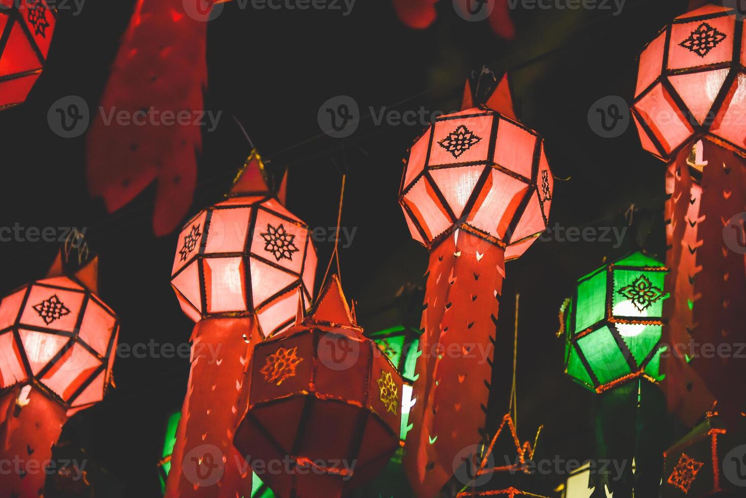 Lanterns for both Thai and Chinese happiness festivals photo