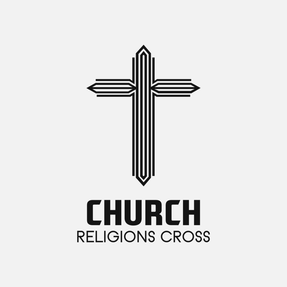 Church cross logo. Simple religion vector design. Isolated with soft background.