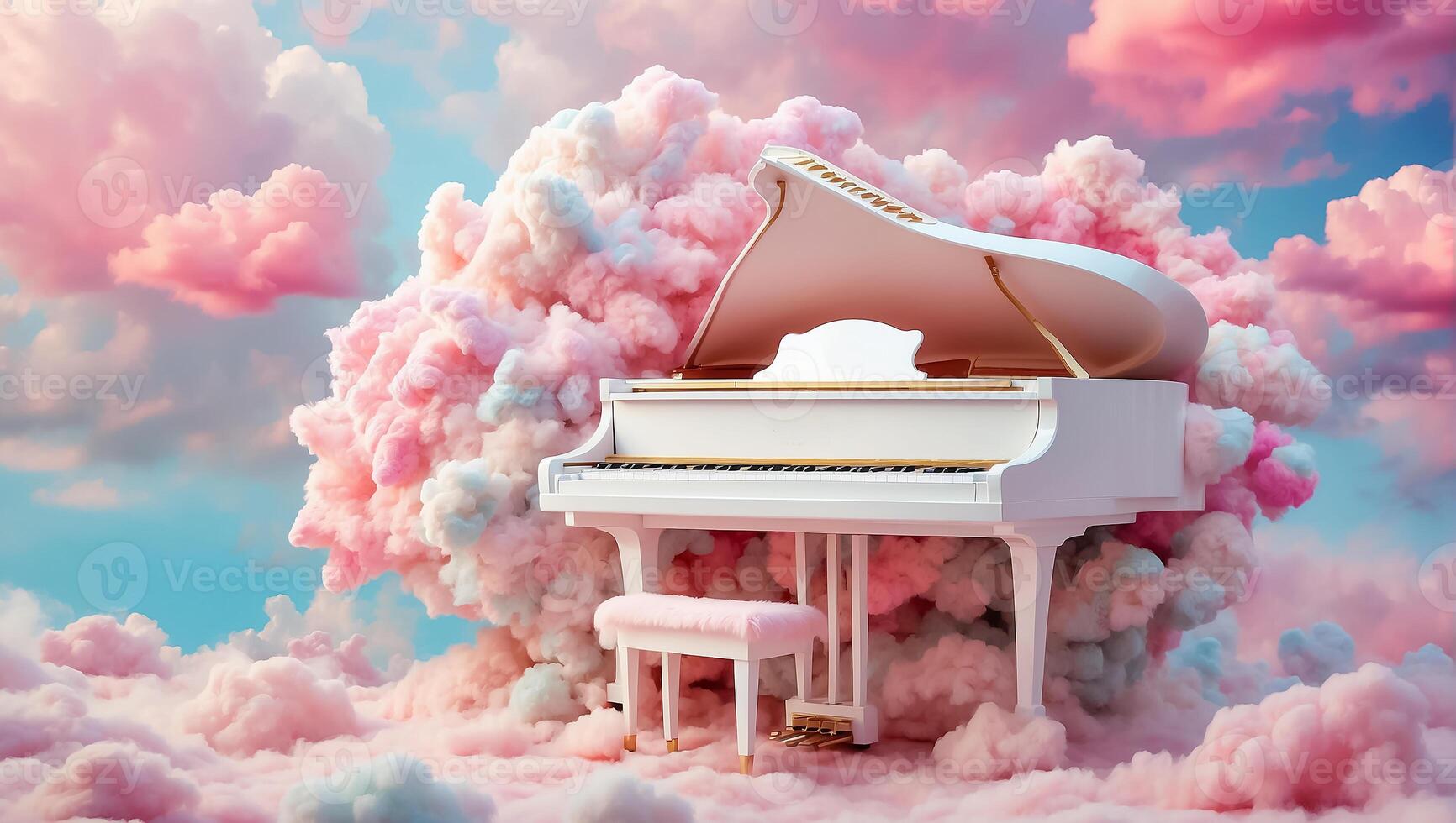 AI generated Beautiful piano in the clouds photo