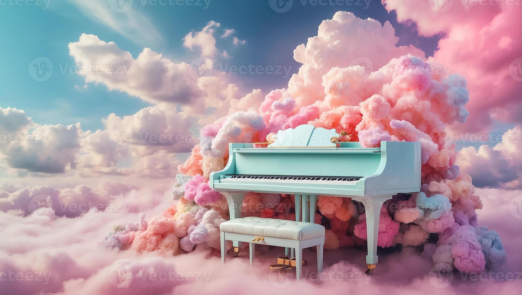 AI generated Beautiful piano in the clouds photo