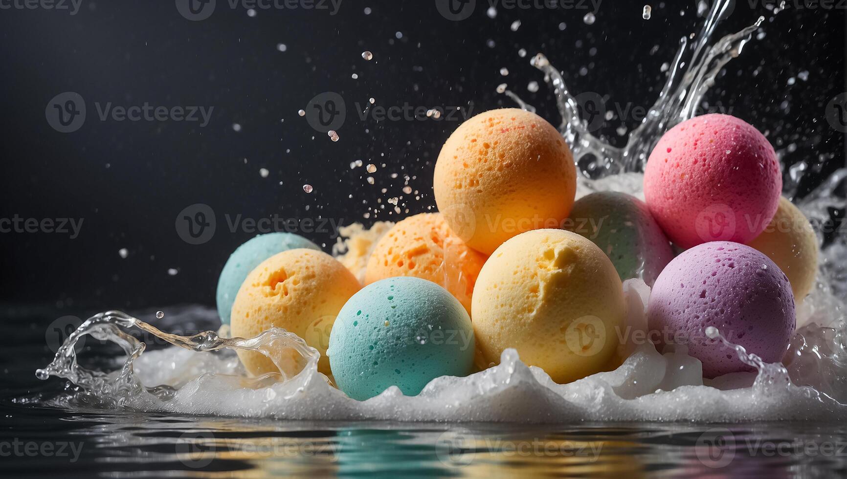 AI generated Beautiful colored bath bombs photo