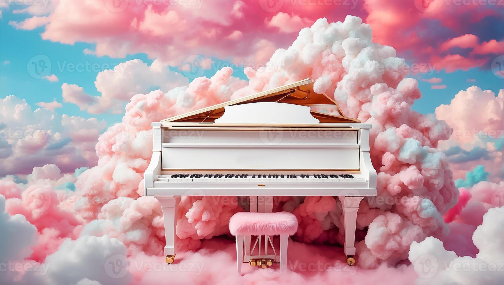 AI generated Beautiful piano in the clouds photo