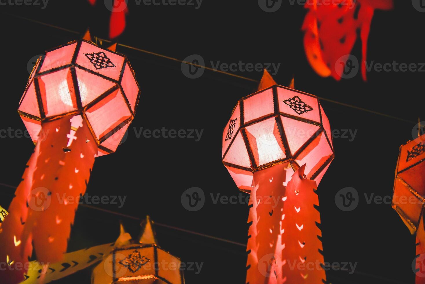 Lanterns for both Thai and Chinese happiness festivals photo
