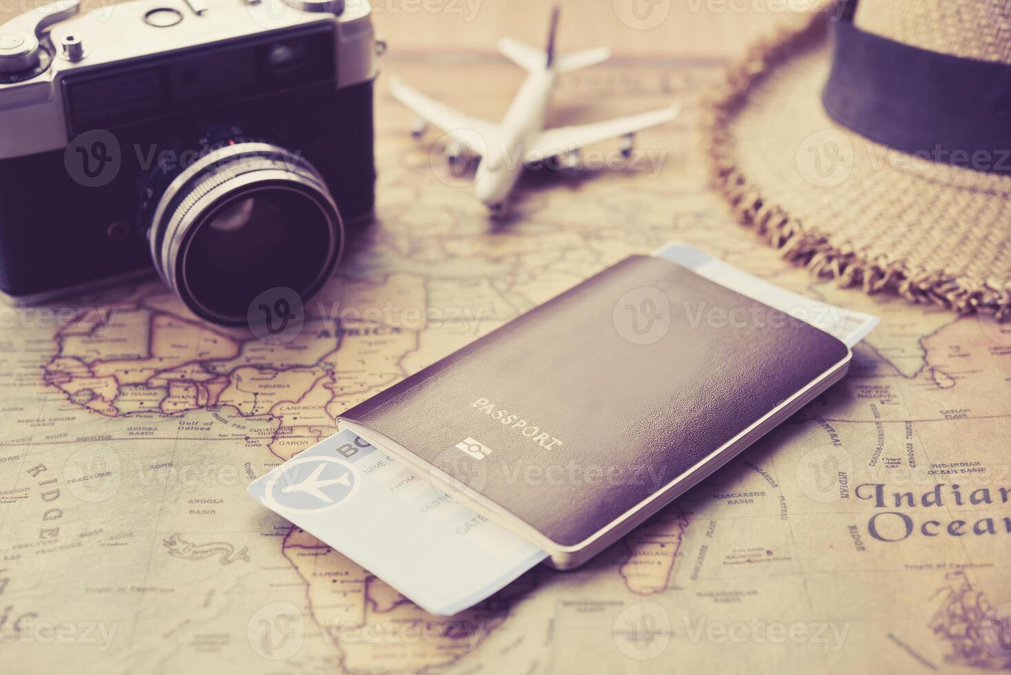 passports placed on a world map concept Travel photo