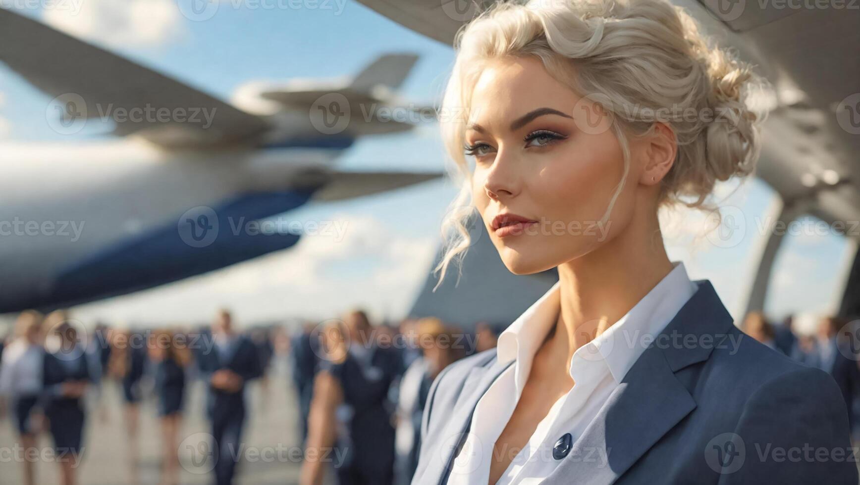 AI generated Beautiful girl stewardess photo