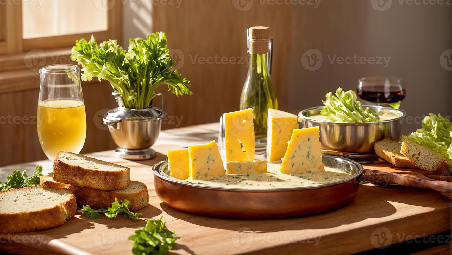 AI generated cheesy, fondue photo