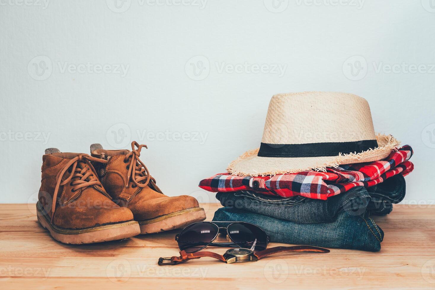 Clothing for Men on the wooden floor photo