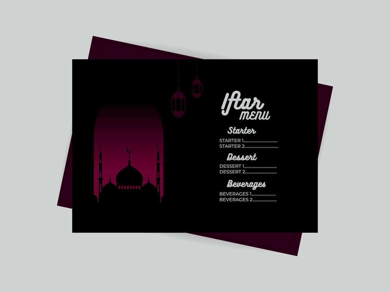 Ramadan kareem iftar food menu template design vector