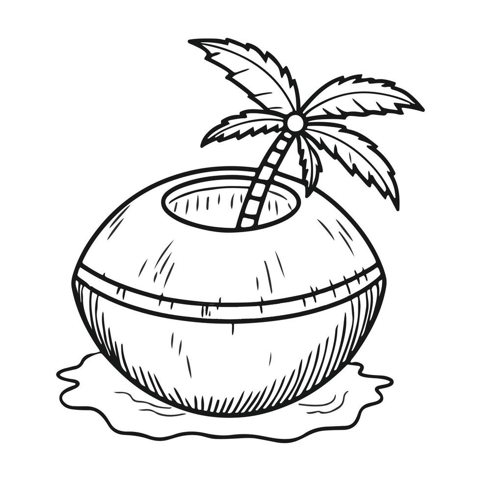 a coconut with a palm tree on it vector