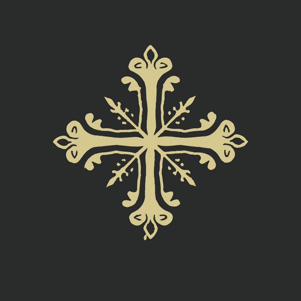 a gold cross on a black background vector