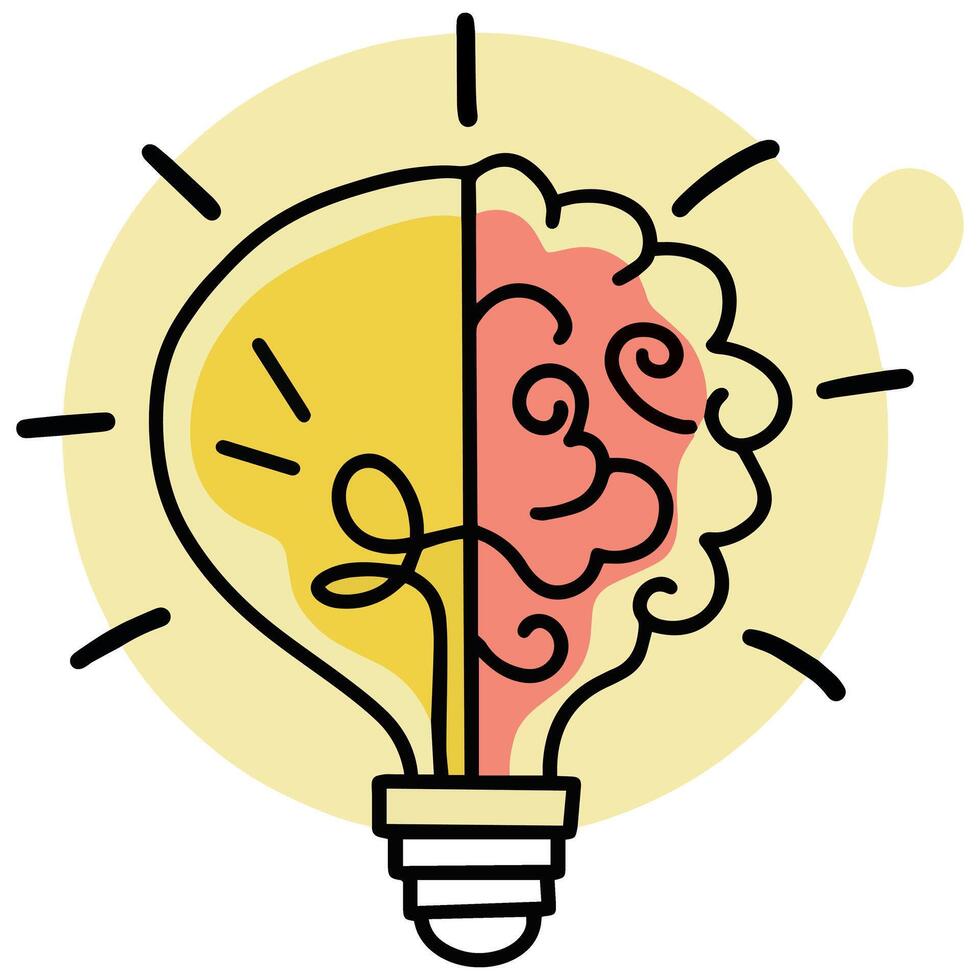 Vector illustration creative icon of a half brain half lightbulb representing ideas knowledge and creativity