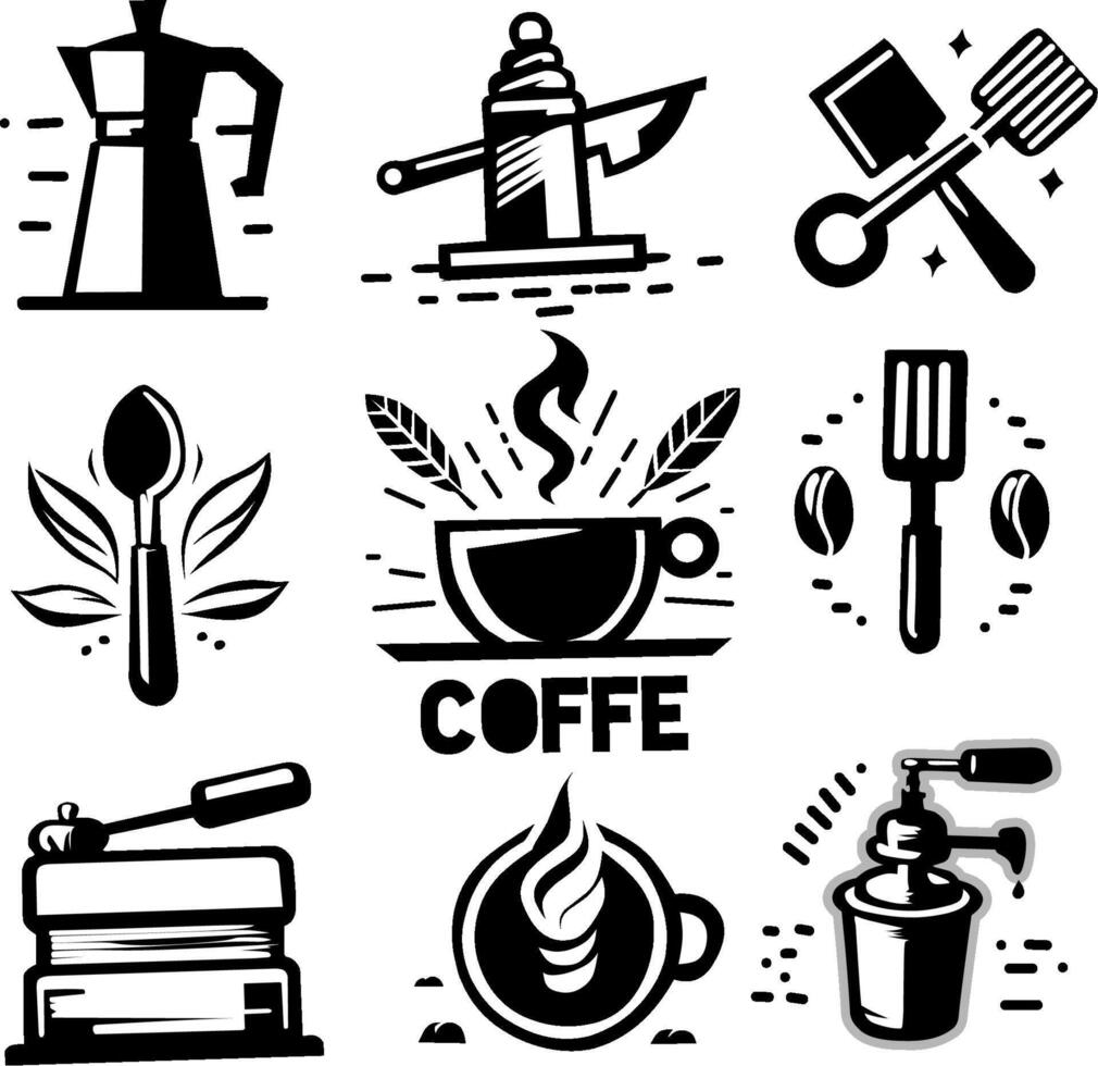 café y café relacionado íconos conjunto vector