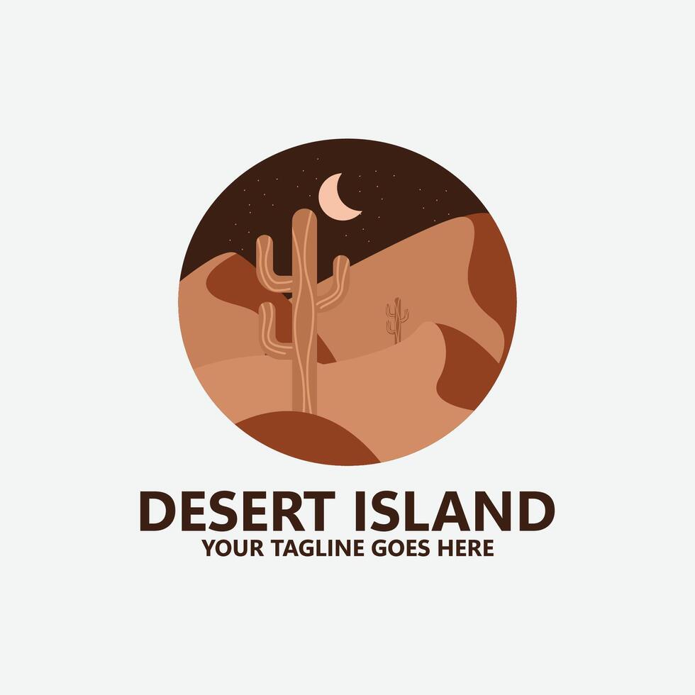Desierto isla icono logo diseño vector