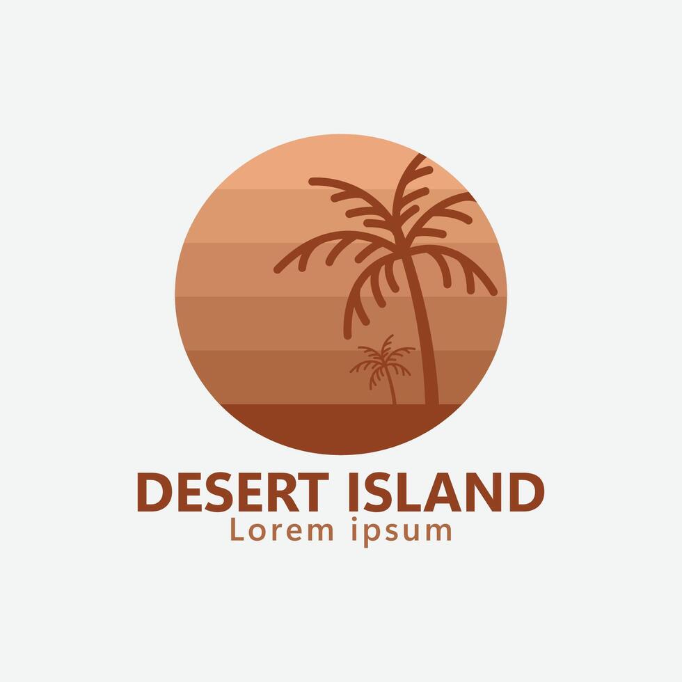 desert logo with palm tree icon minimalist design vector