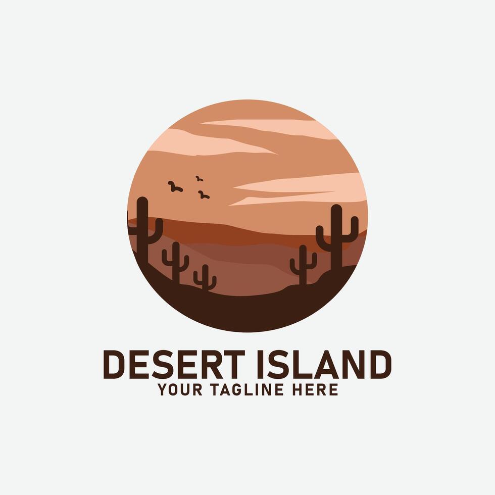 Desierto isla sencillo logo icono vector