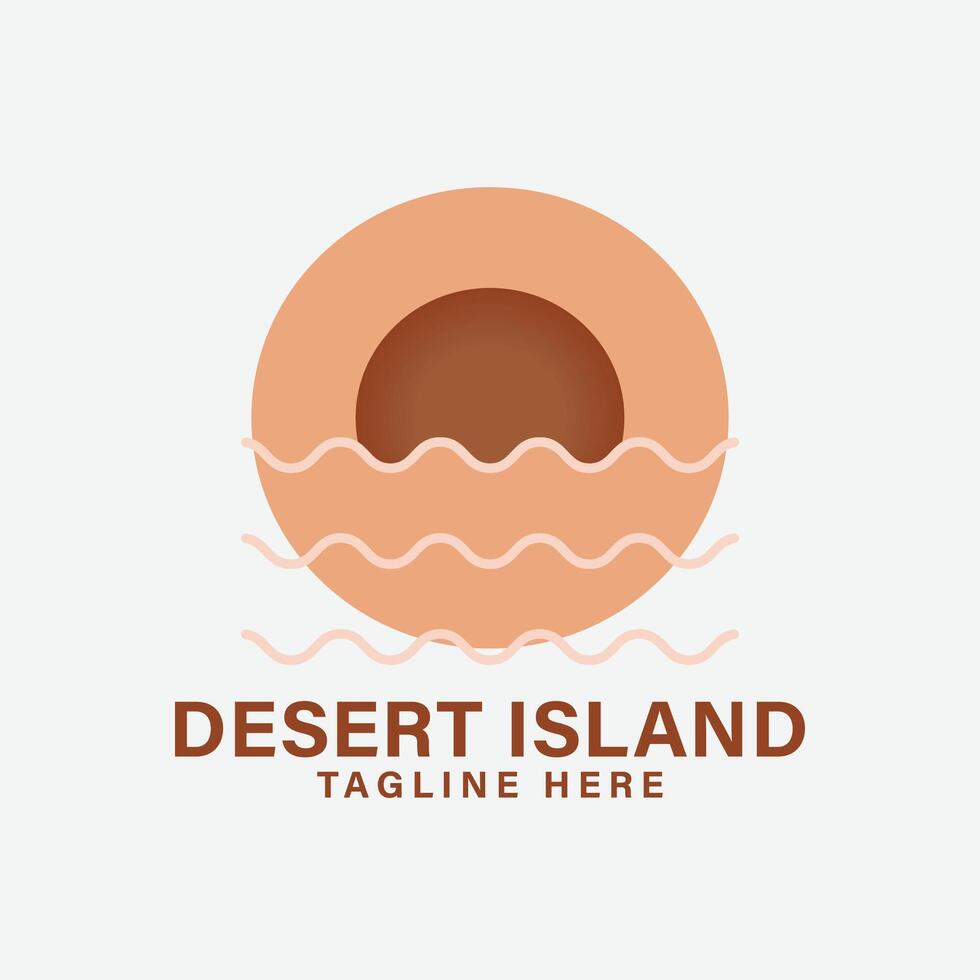 Desierto isla logo icono minimalista vector ilustración diseño