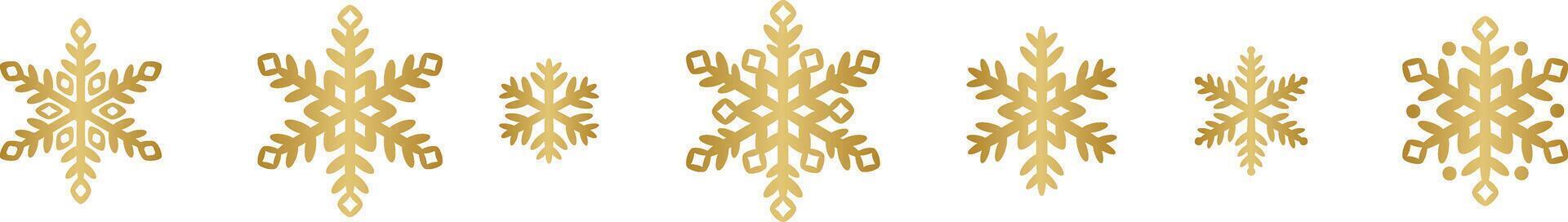 Golden gradient snowflake element, hand drawn snow symbol collection, elegant winter decoration vector