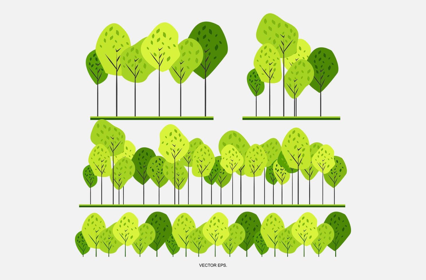 a set of different trees and bushes vector