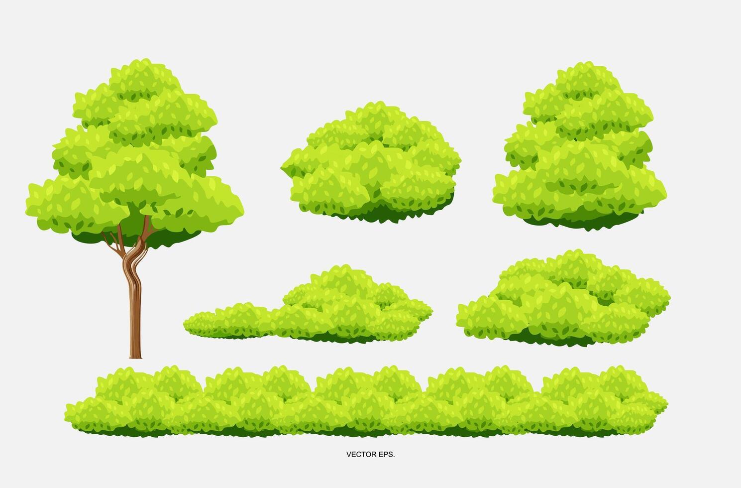 a set of different trees and bushes vector