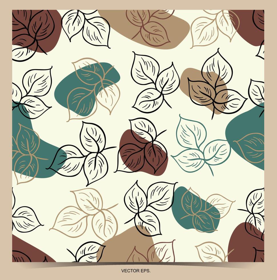 a pattern with leaves on it vector