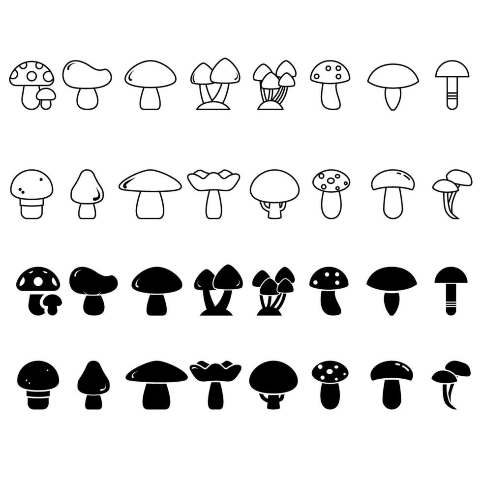 Mushroom vector icon set. fungus illustration sign collection. food symbol.