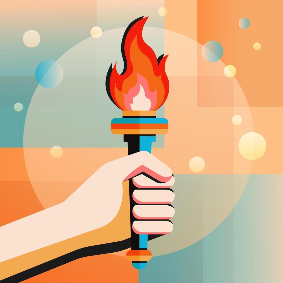 un ardiente antorcha en su mano. vector