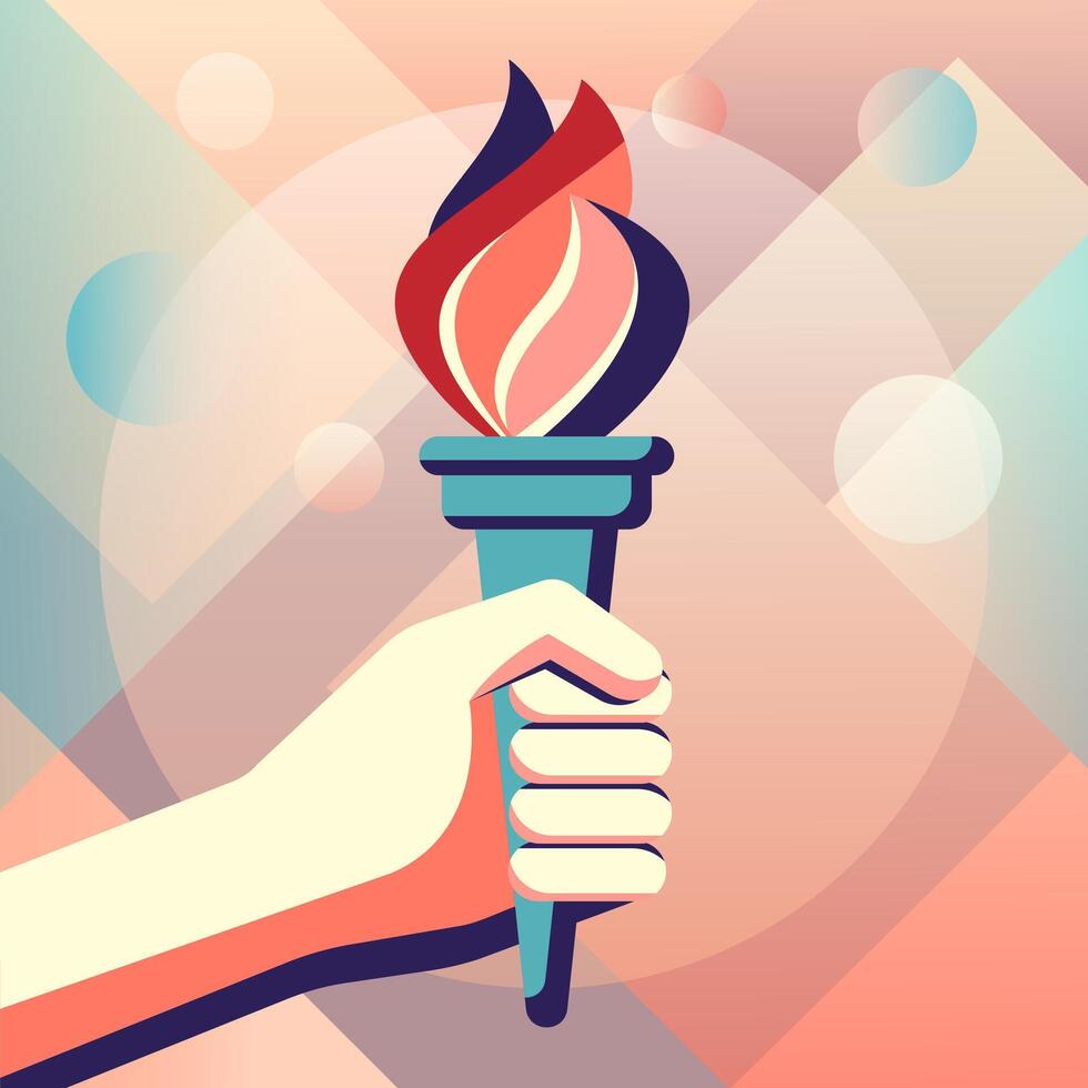 Hand with Torch. Poster Template, Covers. vector