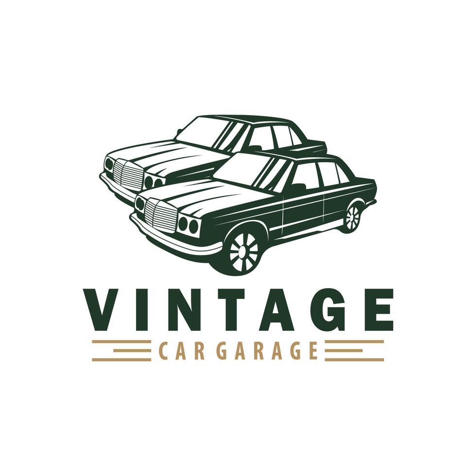 clásico coche logo diseño Insignia sello vector vehículo músculo coche antiguo Clásico retro modelo ilustración