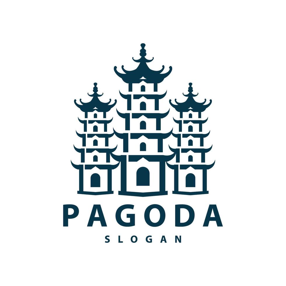 Buddhist culture building pagoda logo vector vintage design simple minimalist illustration