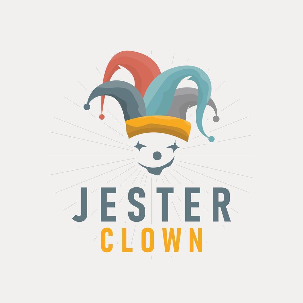 Simple illustration template jester hat logo minimalist joker clown design vector