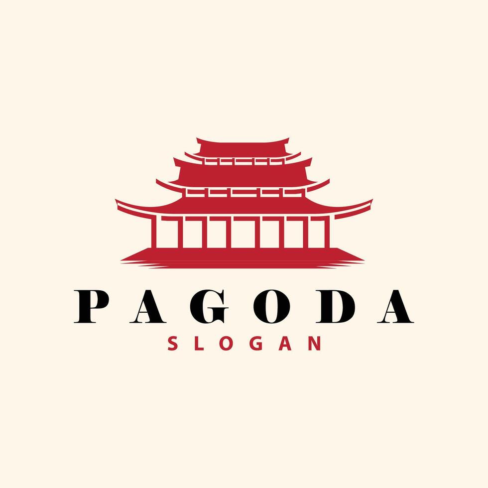 Buddhist culture building pagoda logo vector vintage design simple minimalist illustration