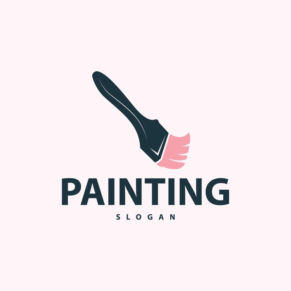 Paint logo simple wall paint brush design with colorful elegant vector template