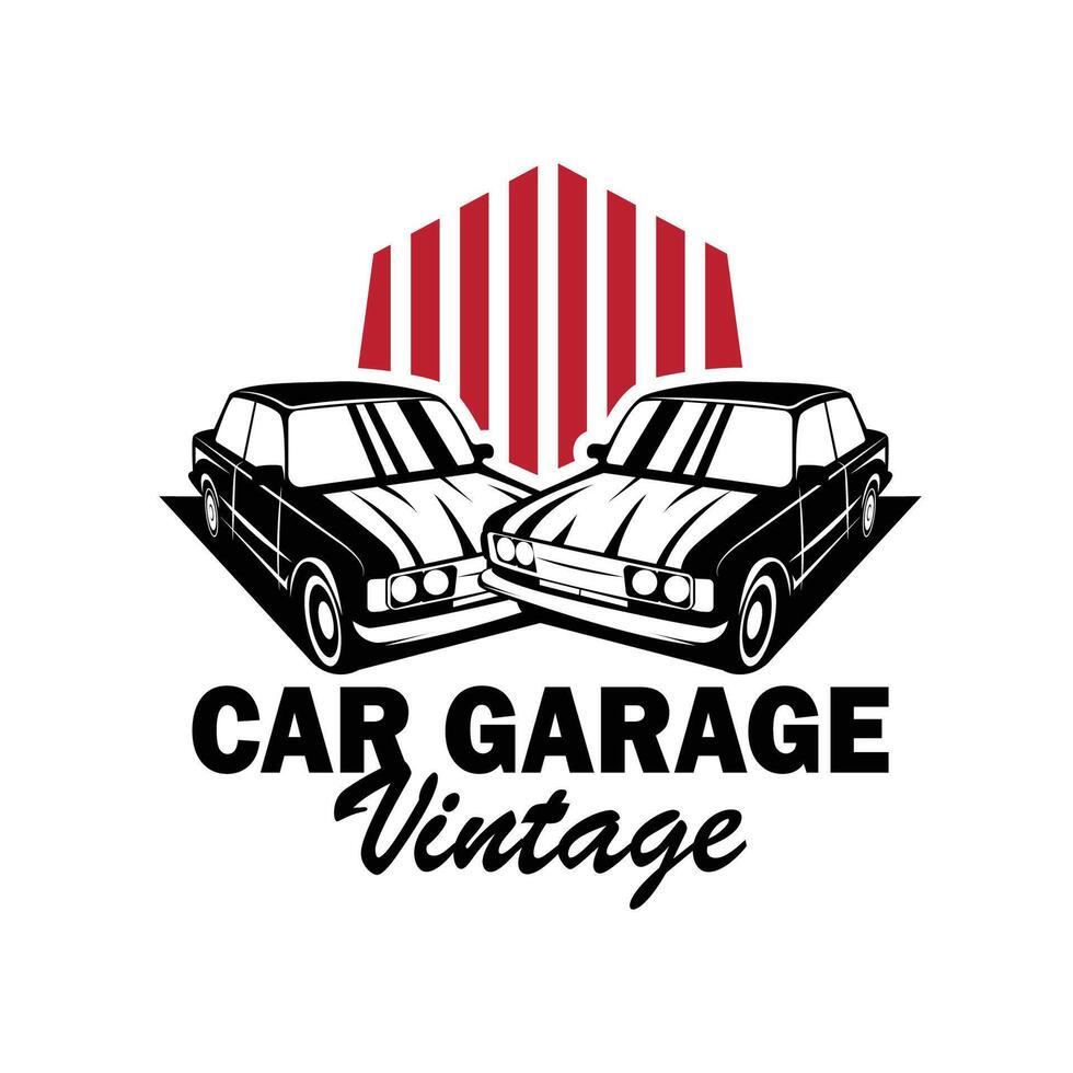 Classic car logo design badge stamp vector vehicle muscle car old ...