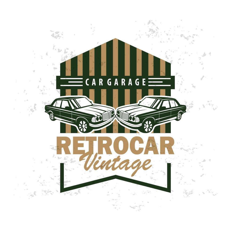 Classic car logo design badge stamp vector vehicle muscle car old vintage retro template illustration