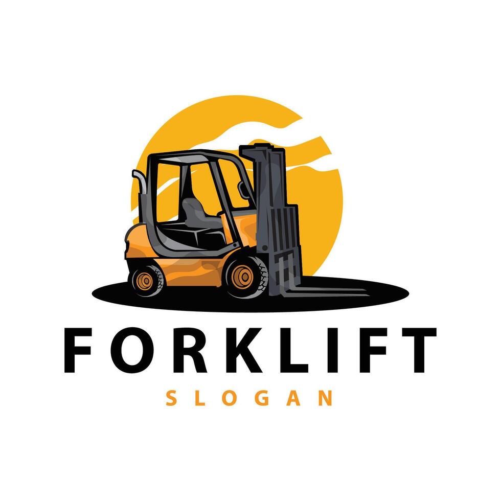 Forklift logo heavy vehicle vector design simple heavy equipment transportation illustration template