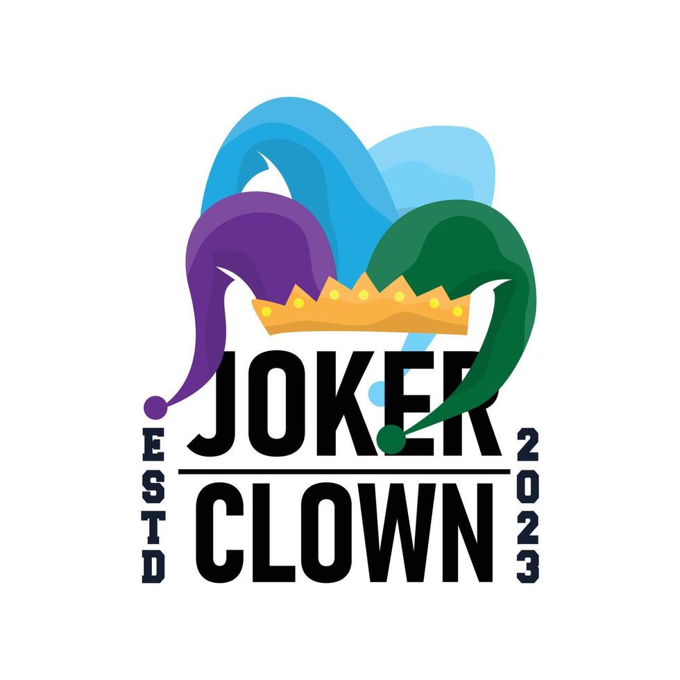 Simple illustration template jester hat logo minimalist joker clown design vector