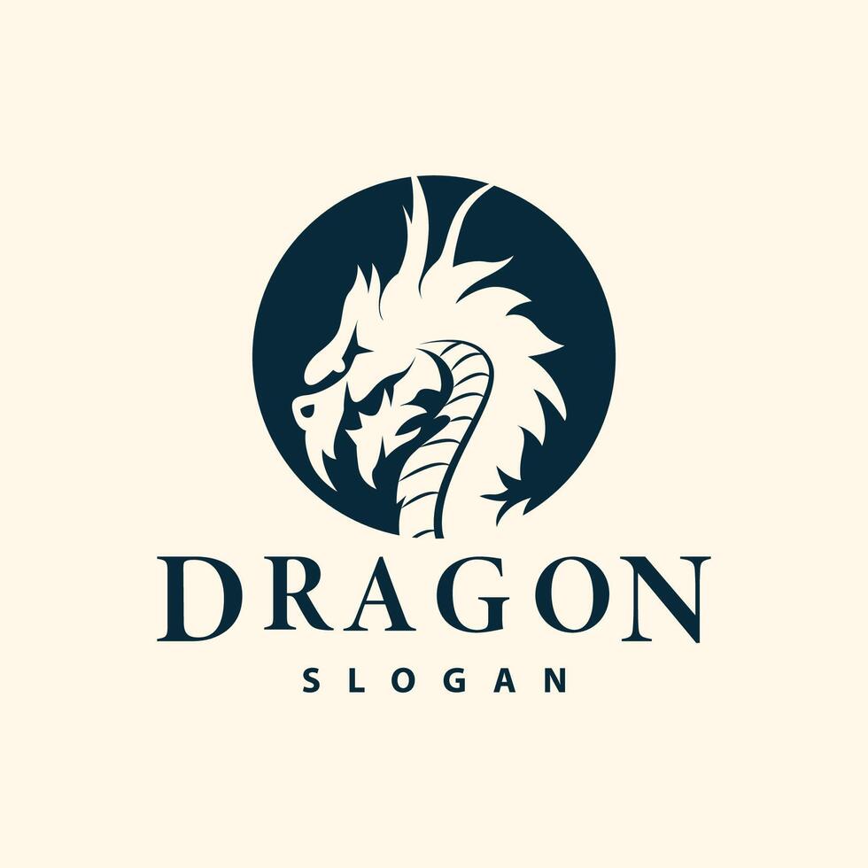 Dragon logo simple design animal legend dragon silhouette illustration template vector