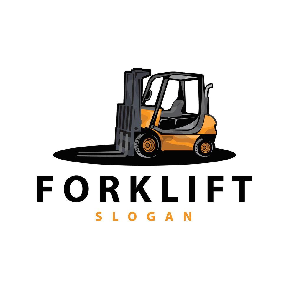 Forklift logo heavy vehicle vector design simple heavy equipment transportation illustration template