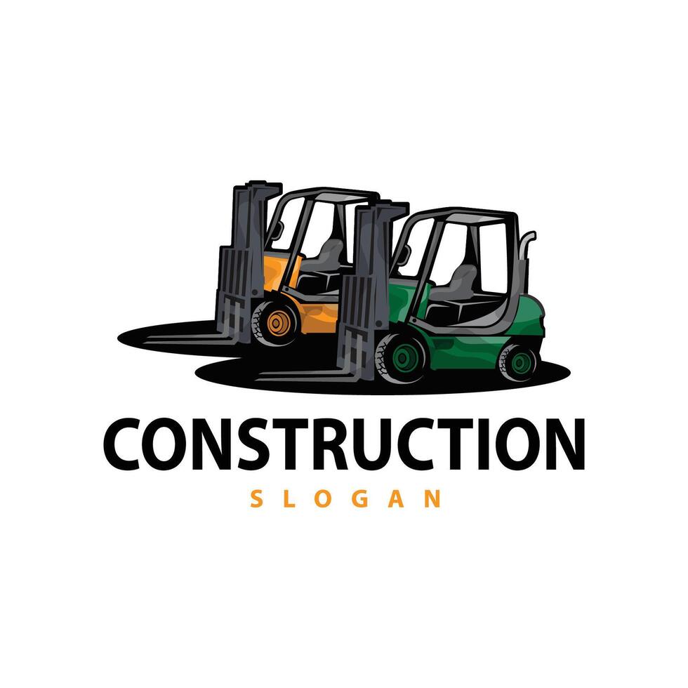 Forklift logo heavy vehicle vector design simple heavy equipment transportation illustration template