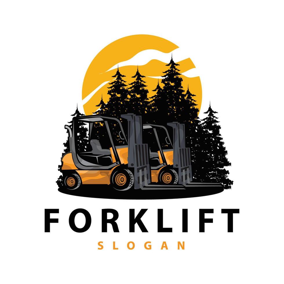 Forklift logo heavy vehicle vector design simple heavy equipment transportation illustration template