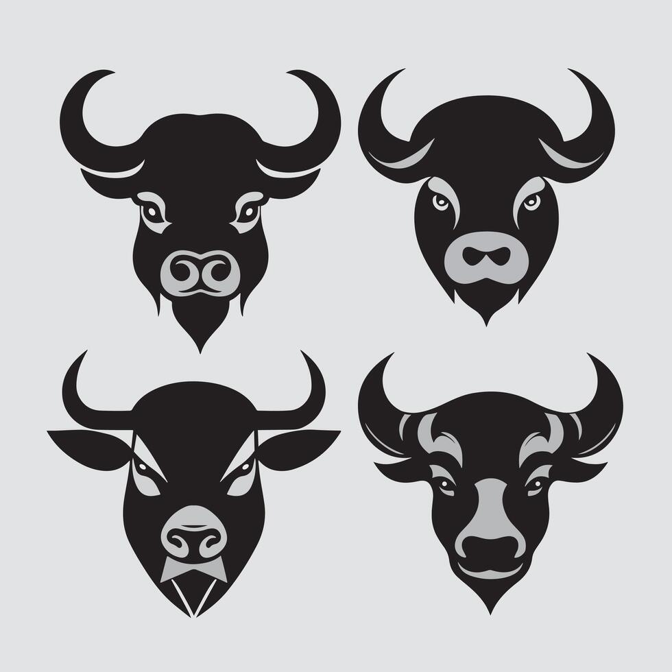 black and white bull icon vector