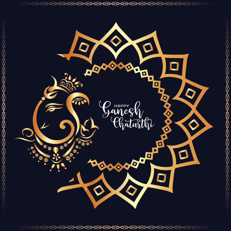 contento ganesh chaturthi festival deseando tarjeta vector