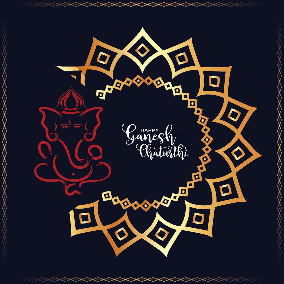 happy ganesh chaturthi festival wishing card vector