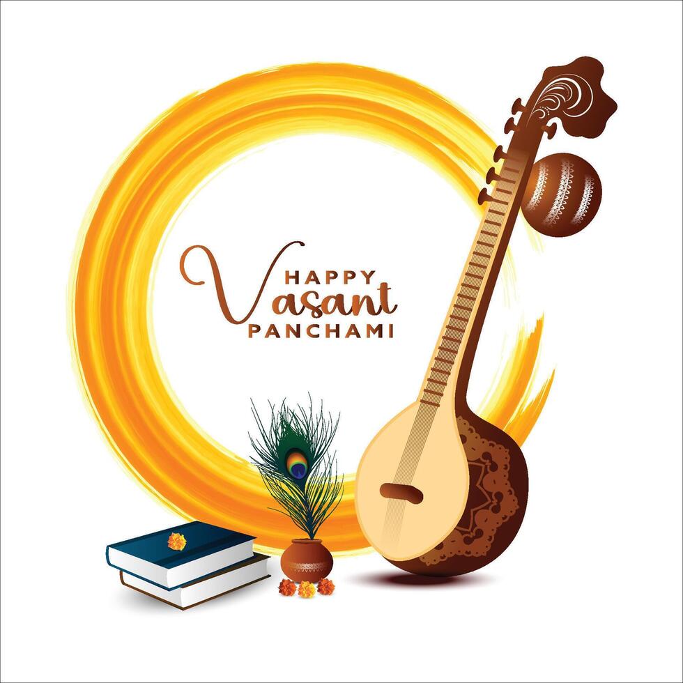 contento vasant panchami y Sawaswati puja tradicional indio festival antecedentes diseño vector