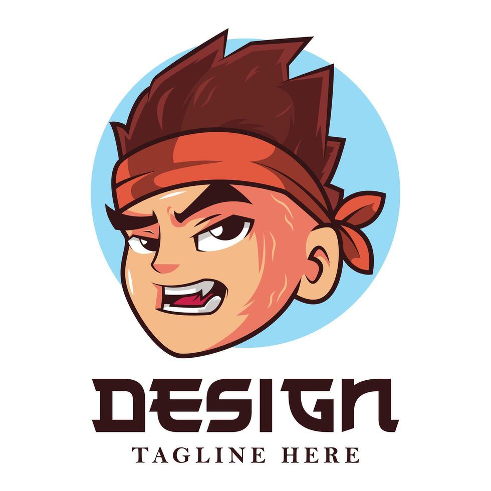 mascot logo illustration of a cute cool boy with a quirky hairstyle vector