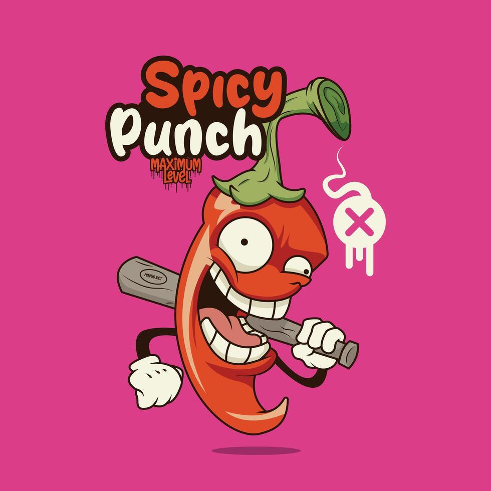 chili mascot logo template, spicy punch design poster vector