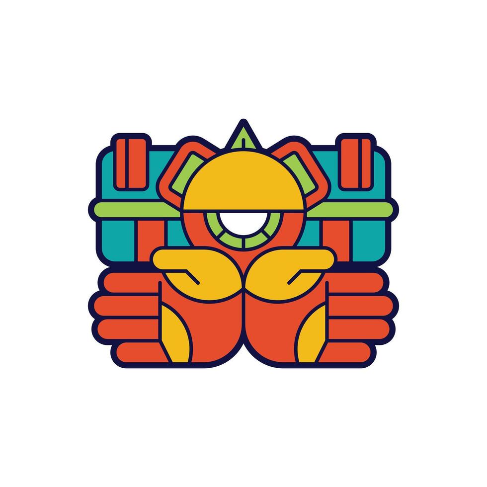 illustrator logo template aztec, with symbols of one eye and palm vector