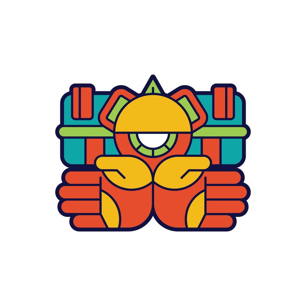 ilustrador logo modelo azteca, con símbolos de uno ojo y palma vector