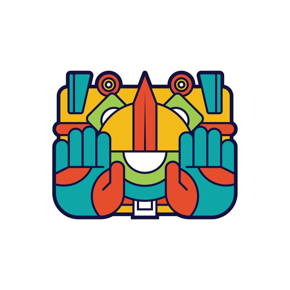illustrator logo template aztec character one eye vector